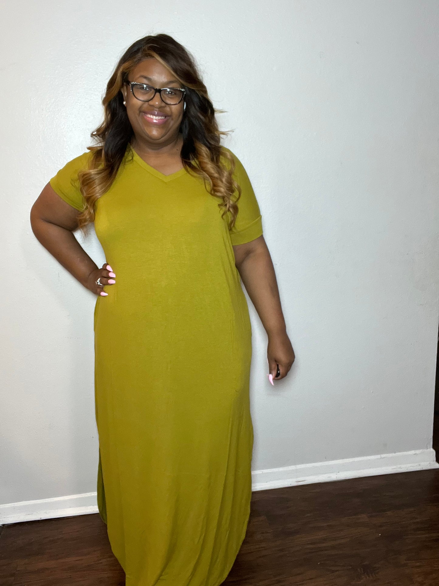 V-Neck Maxi-Olive