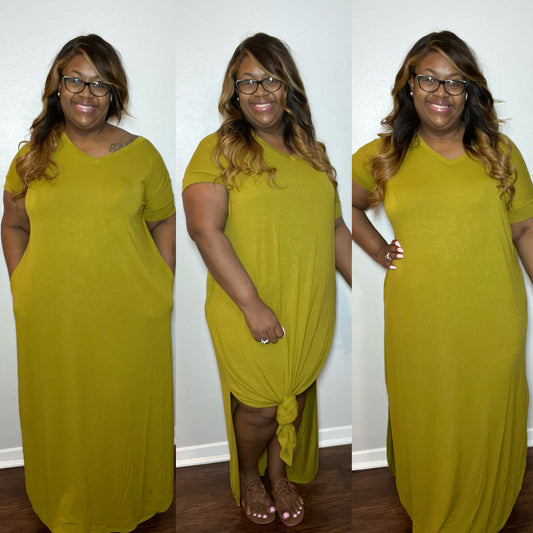 V-Neck Maxi-Olive